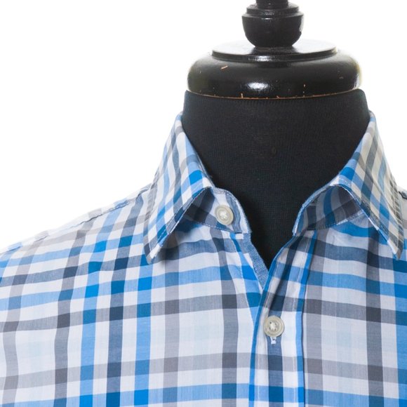 Hugo Boss Blue Check Slim Fit Casual Shirt - Picture 2 of 4